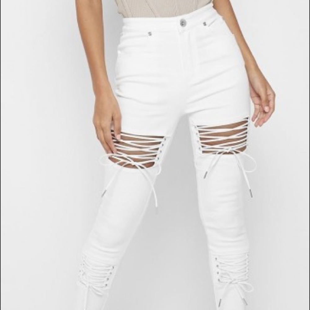 Black lace up pants! Super hot